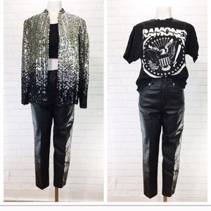 Vintage leather capris, purchased here.